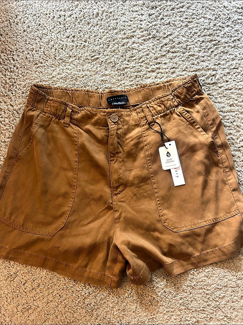 Sanctuary Wander On Twill Utility Shorts Brown Small NWT